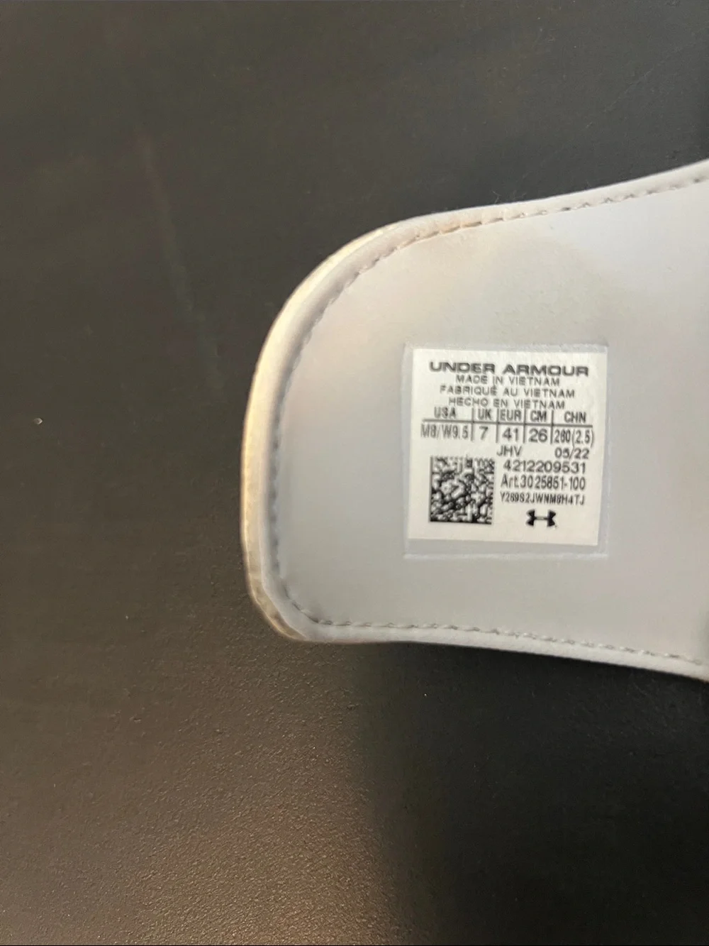 Under Armour White and Gray Slide Sandals M8/W9.5